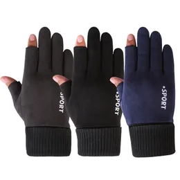 Unisex Five Fingers Gloves Thick Warm Finger Touch Screen Suitable for Driving Riding Fishing Autumn and Winter