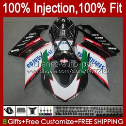 Injection Fairings for Ducati 848 1098 1198 S R 848R 1198R Bodywork 18no.6 848s 1098s 2007 2008 2007 2011 2011 1098R 1198S أسود Green 07 08 09 10 11 12 OEM Body Kit