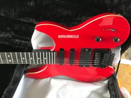 Пользовательские глянцевые красные безголовые электрические гитары China China Pickup, мост Tremolo Whammy Bran, черное оборудование