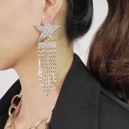 Stud luxury women's female's ladies' punk exaggerated long stars tassels Rhinestones drop earrings dangler studs eardrop