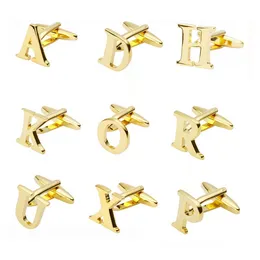 French Men's Shirt Metal Brass Gold Silver A-Z English Letter Cufflinks Initial Alphabet Cuff Links for Men Fashion jewelry will and sandy