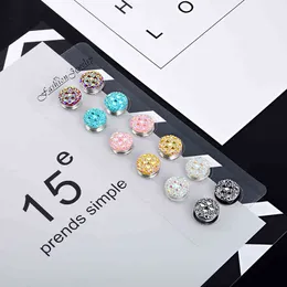 Flor de cristal véu elegante magneto broche hijab meninas muçulmanas burka lenço fixar fivela 12 pcs