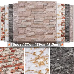 10pcs 3D Brick Wall Sticker DIY paper for Living Room Bedroom TV Waterproof Self-Adhesive Foam Plastic Stickers W220309