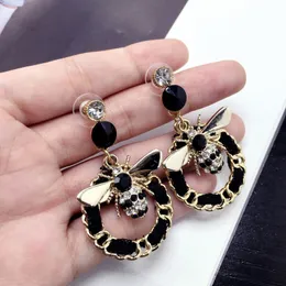 Luxury Brand Coloful Crystal Cute Bee For Women Geometric Statement Weave Long Drop Earrings Jewelry