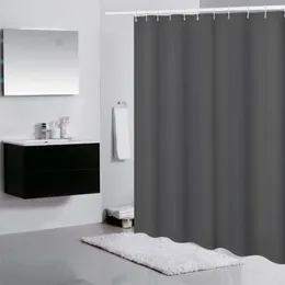 Vattentät dusch gardiner fast färg med krokar Ringar för badrum vit svart anti-mögel polyester partition hem bad gardin 211116