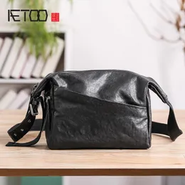 Bolsa de mensageiro de couro masculino HBP Aetoo, na moda sacola de ombro masculina de grande capacidade