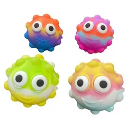 2021 Jul Silikon Kneading Ball 3D Cute Cartoon Decompression Bubble Grip Balls Fingertip Led Fashion Party Toy Tie Dye Rainbow Kids Game GG23O88