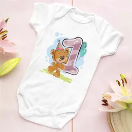 Rompers Dermspe Born Baby Cute Cartoon Digital Print Romper Kawaii Bear Boy Girl Jumpersuit Soft Kid Toddler Kläder 9566
