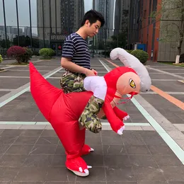 Mascot CostumesRed Parasauroloph Dinosaur Inflatable Costumes Adult Halloween Costume Walking Mascot Disfraces Party Role Play DressMascot