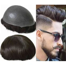 Silikon Peruk Erkek Hairpieces Düz Tam PU TOUKEE Ince Cilt Peruk Avrupa Virgin İnsan Saç Değiştirme Peruk Erkekler Için Ücretsiz Shi