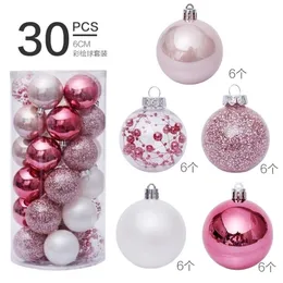 6cm30pcs ornamenti di palline di plastica rosa palle di Natale decorazioni natalizie per la casa ciondolo albero di Natale adornos navideos 201017