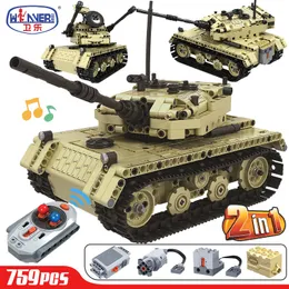 Best 759PCS Tank Model Building Blocks High-tech Military Remote Control Mattoni elettrici Giocattoli educativi per ragazzi