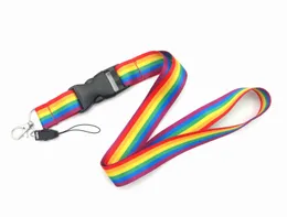 25 mm bredd Rainbow Mobiltelefon Remmar Halsband för nycklar ID-kort Mobiltelefon USB-hållare Hängrep webbing 10st