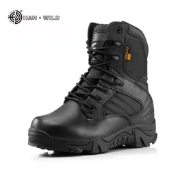 男性軍事戦術ブーツ冬のレザーブラックスペシャルフォースデザートアンクルコンバットブーツ安全作業靴アーミーブーツ211023