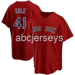 Maglia da baseball personalizzata cucita Chris Sale # 41 Red Ver2 XS-6XL