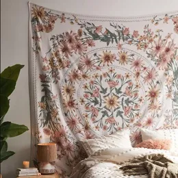 Tapissries Art Colorful Tapestry Bohemian Print Flower Nordic Aesthetic Women Alfombra DorMitorio Room Decor DE50GT