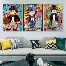 Money Millionaire Alec Posters and Prints Street Graffiti Art Canvas Painting Cartoon Wall Art Pictures for Living Room Home Decor (No Frame) H581