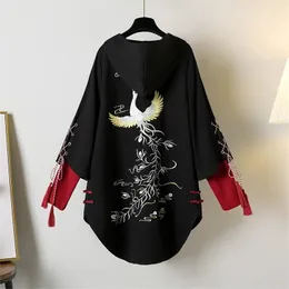 Autumn Winter Women Hoodies Chinese style Fashion Lace-up Embroidery Pullovers Oversize Plus size female tops women clothing 210803