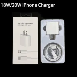 2 in 1 Set 18W 20W PD Type C USB Charger Kit Cable Fast Charging EU US Plug Adapter Mobile Phone Power Delivery Quick Chargers For iPhone 13 12 11 Pro Max X 8 7 Plus