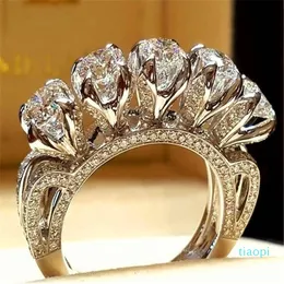 Wedding Rings Luxury Male Female Crystal Stone Ring Vintage 925 Silver Set Promise Engagement For Men And Women