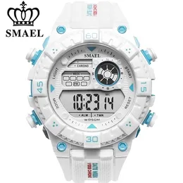 SMAEL White Watch Orologi sportivi da uomo Orologi da polso multifunzione impermeabili Mens Army Military Digital Outdoor Sports Watch X0524