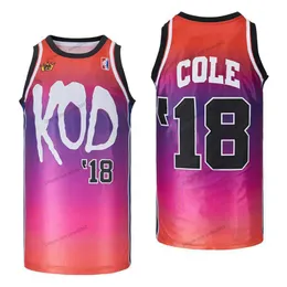 Custom Men's J Cole #18 koszulka do koszykówki hip hop rapowe koszulki Partyys Soszkane czerwono S-3xl Nazwa i numer najwyższej jakości
