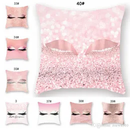 40styles Eyelash Pillowcase Fashion Eyes Car Pillow Cover 18x18 Pillow Case Hotel Peach Skin Sofa Cushion Cover Home Decoration XVT0598