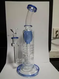 Hitman Cam Bongs Klasik Brilliance Matrix PERC Nargile Klein Sigara Su Borusu Dab Rigs Duş Başlığı Waterpipes Bong ile 14.4 mm Eklem