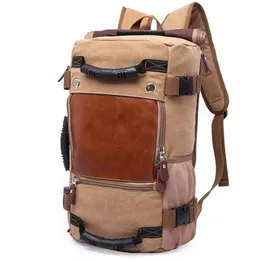 KAKA Vintage Canvas Travel Backpack Men Women Large Capacity Luggage Shoulder Bags Backpacks Male Waterproof Backpack bag pack 210929