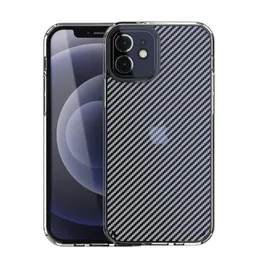 Claro Acrílico TPU Fosco Filejado Fibra de Fibra Textura Casos para iPhone 12 Pro Max 11 8 Plus XR com Proteção Capa Capa