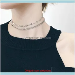 Halsband hängar juvelygotiska choker halsband rostfritt stål dubbel lager korsuttalande kvinnor kettingen kolye smycken vintage collie