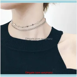 Halsketten Anhänger SchmuckGothic Choker Halskette Edelstahl Doppelschicht Kreuz Aussage Frauen Halsketten Kolye Schmuck Vintage Collie