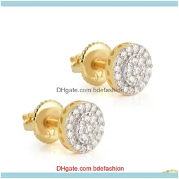 Jewelry925 الاسترليني رجل الهيب هوب مسمار المجوهرات جودة عالية الأزياء جولة الذهب سير مقلد أقراط الماس للرجال انخفاض التسليم 2021 mdi