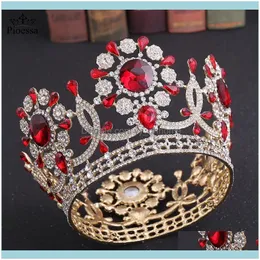 Barrettes GioielliCristallo Regina Diademi e corone da sposa Copricapo da sposa Testa di matrimonio Gioielli Aessories per le donne Diadema Prom Ornamenti per capelli