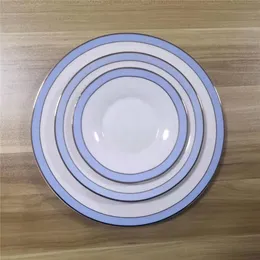 Wholesale British Royal Porcelain Plates & Dishes Classical Light Blue High-end Dinner Plate Ceramic