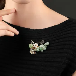 Этнические китайский камень цветок броши для женщин простой дизайн мода ювелирные изделия свадьба штифта и брошь бижутерия брош подарок