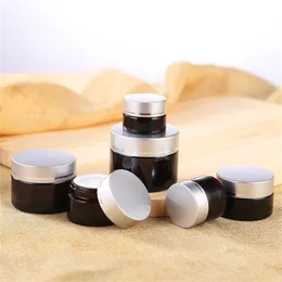 5g 10g 15g 20g 30g 50g Amber Brown Glass Jar Empty Refillable Face Cream Bottle Cosmetic Makeup Storage Container with Gold Silver Black Lids Screw Cap