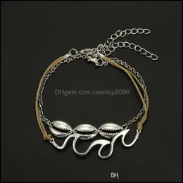 Anklets Jewelry2p/Retro Fashion Wave Wave Sploy Shell Anklet Foot Aessories Ladies Beach Sexy Drop Dropens 2021 YL7IQ