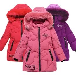 Baby Girl Clothes 3-12 Y Kids Winter Padded Jacket Warm Fashion Children Hooded Girls Faux Fur Jacke Feather 211203