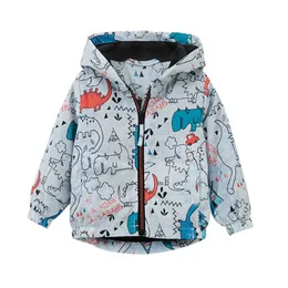 Hoppmätare Kids Cartoon Hooded Animals Print Fleece Jackor Coat för höst Vinter Boys Tjej Kläder Mode Jacka 210529