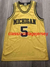 Jalen Rose Michigan Wolverines NCAA Basketball Jersey Yellow Embroidery أي اسم رقم XS-5XL 6XL