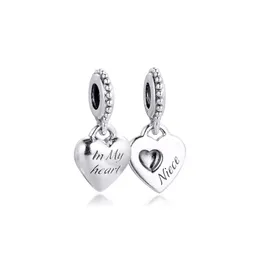 CKK Fit Pandora Bransoletki ciocia siostrzenicę Split Heart Charms Srebrny 925 Oryginalne Koraliki Do Biżuterii Dokonywanie Sterling DIY Kobiety Q0531