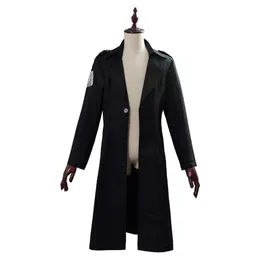 Atak na Titan Levi Rivaille Kurtka Cloak Halloween Cosplay Costume Mężczyźni Kobiety Anime Trench Coat Y0913