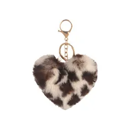 Portachiavi In Peluche A Forma Di Cuore Con Stampa Leopardata Guqqeuc, Ciondolo Morbido Per Chiavi Auto, Borsa O Accessori