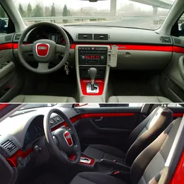 Autocollants en Fiber de carbone pour poignée de porte, panneau de commande Central intérieur, pour Audi A4 B6 B7 2002 – 2008, accessoires de style de voiture 273t