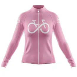 女性のサイクリングジャージ長袖ピンクのサイクリングシャツトップマウンテンバイク服の等張りのデシクリスマムハー自転車服