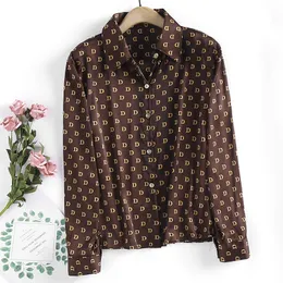 Camicia a quadri da uomo Tasca a maniche lunghe da donna stampata con lettere a marchio luminoso Top in seta M-4XL Camicetta a quadri casual Abiti autunnali per uomo