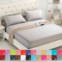 Monterad arkmadrasskåpa Solid Färg Slipning Sängkläder Lakan Lakan med elastiskt Band Double Queen Size Bedsheet 180x200cm 210626