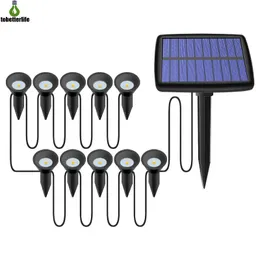 Solar-Rasenlampe, Mini-Erdspieß, Lichterkette, Scheinwerfer, Landschaft, Weg, Außenszenen-Layout, 2 Stück, 10 Stück Lampen