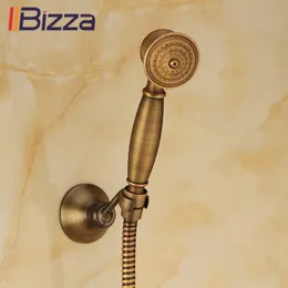 Solid Copper Antique Brass Handheld Shower Telephone Style Bronze Bathroom Hand Shower Head Spray Water Saving With 1.5m Hose 210309